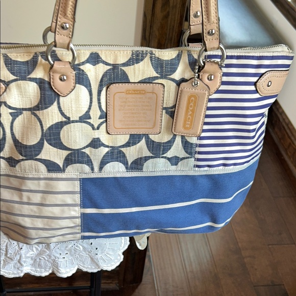 Coach Blue and Tan Patchwork Tote - Picture 15 of 15